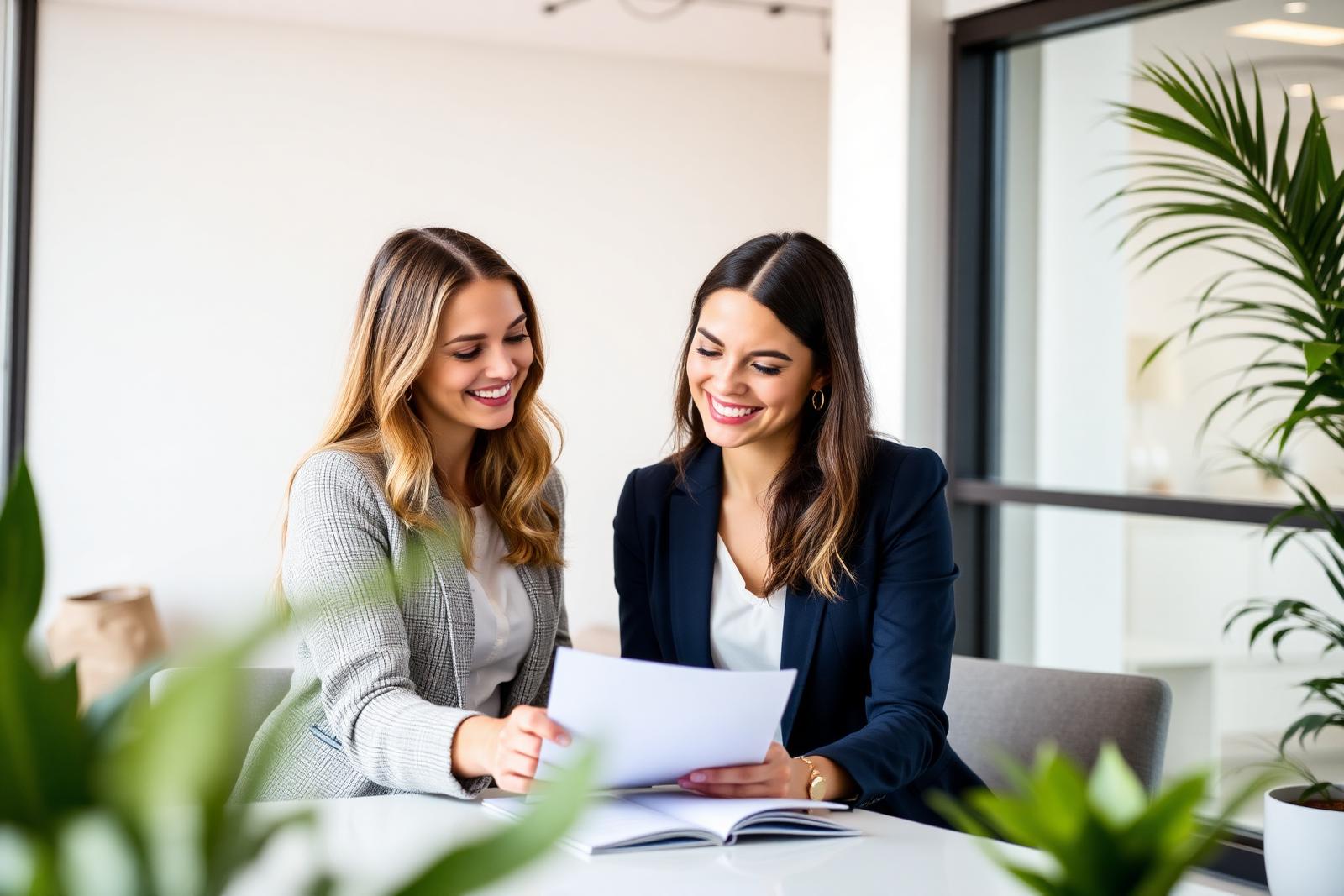 Deux femmes en réunion conseil autour d'un projet d'achat immobilier